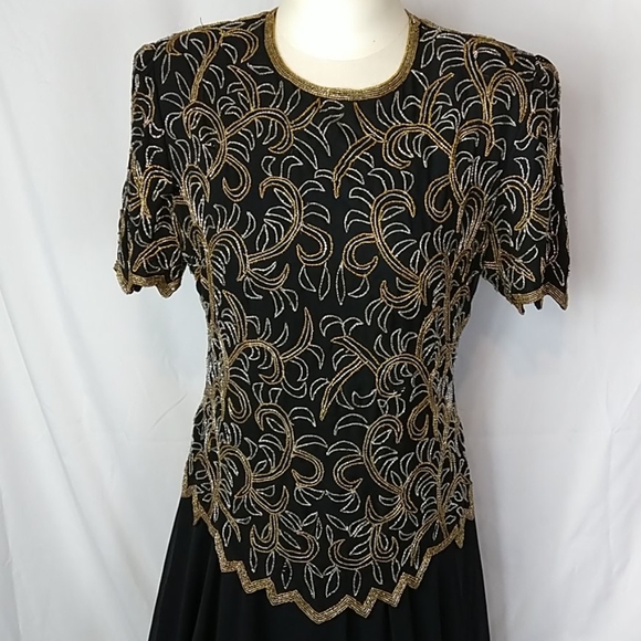 Vintage Formal Beaded Top Maxi Dress Size Medium - Picture 2 of 10